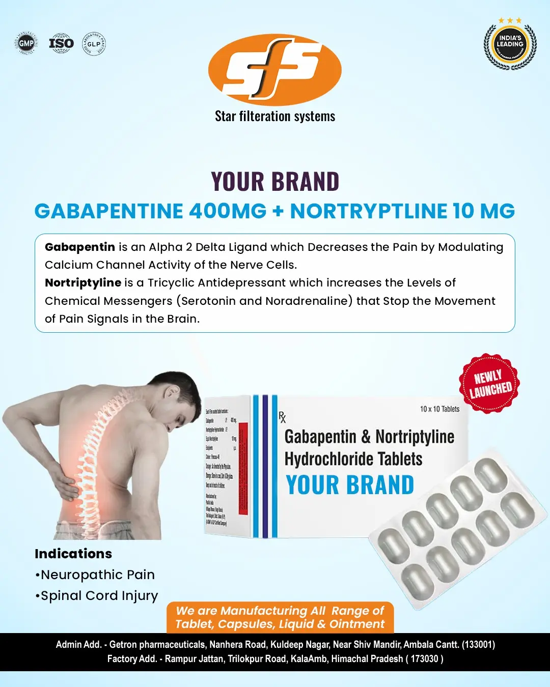Gabapentine 400mg + Nortryptline 10 mg