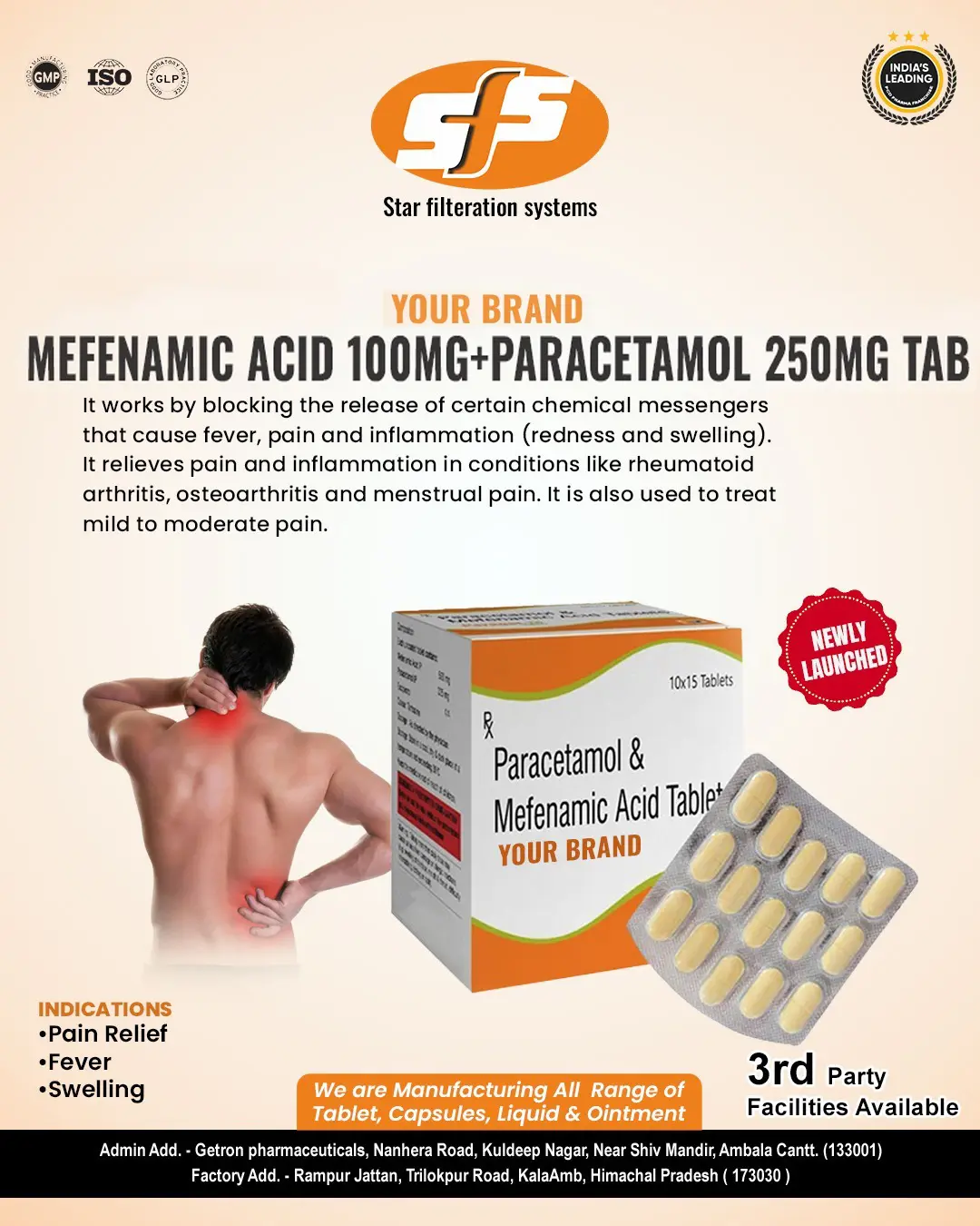 Mefenamic Acid 100mg + Paracetamol 250mg Tab