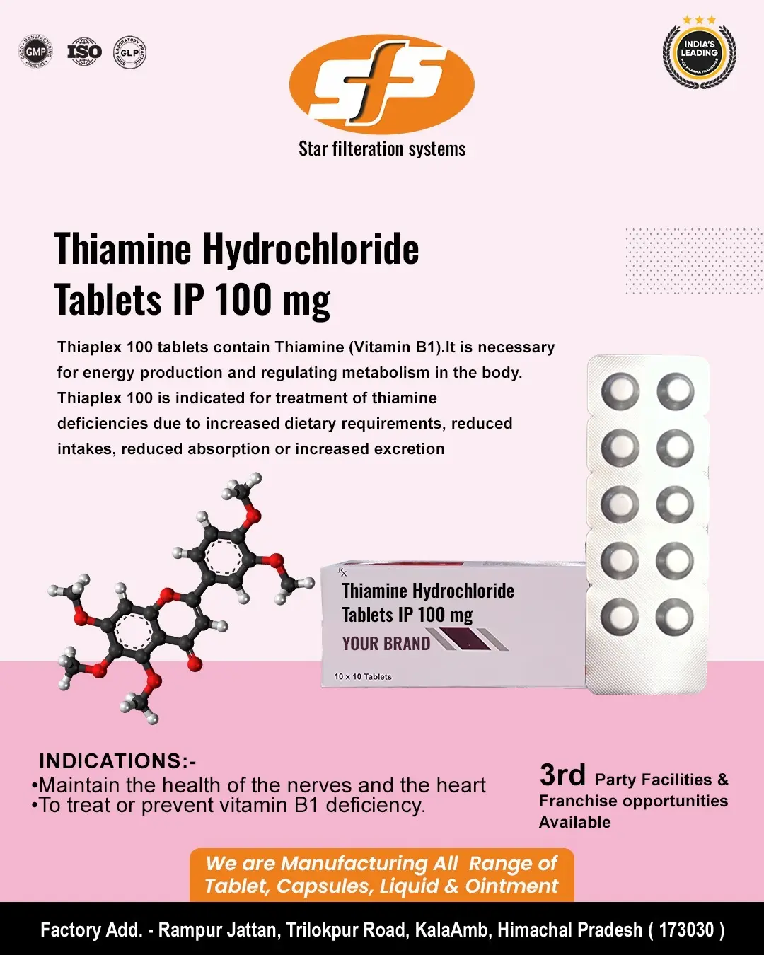 Thiamine Hydrochloride Tablets IP 100mg