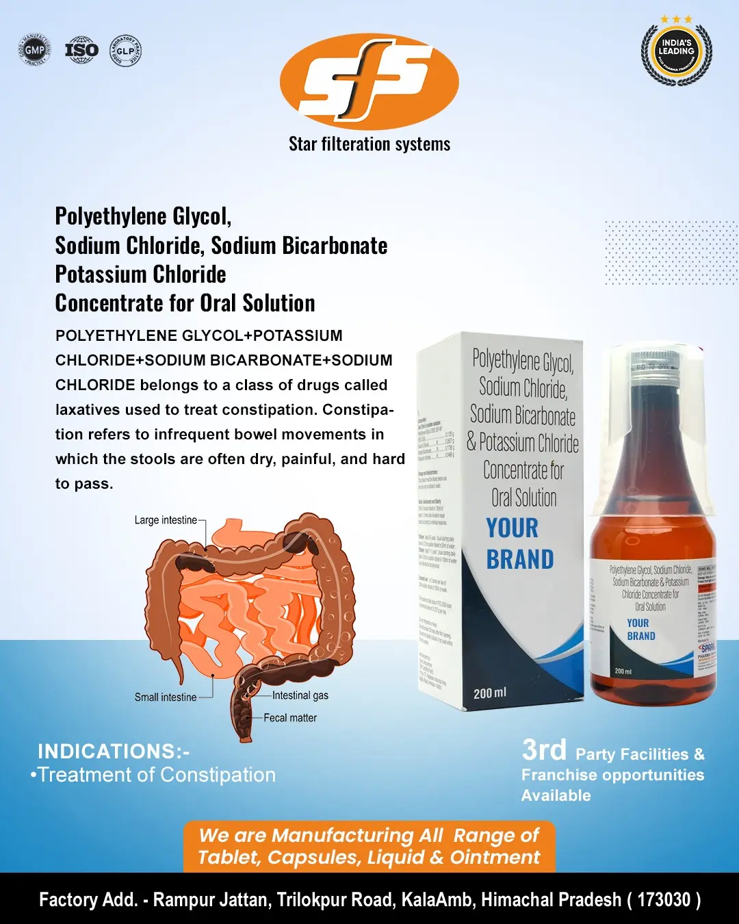 Polyethylene Glycol, Sodium Chloride Sodium Bicarbonate & Potassium Chloride Concentrate For Oral Solution