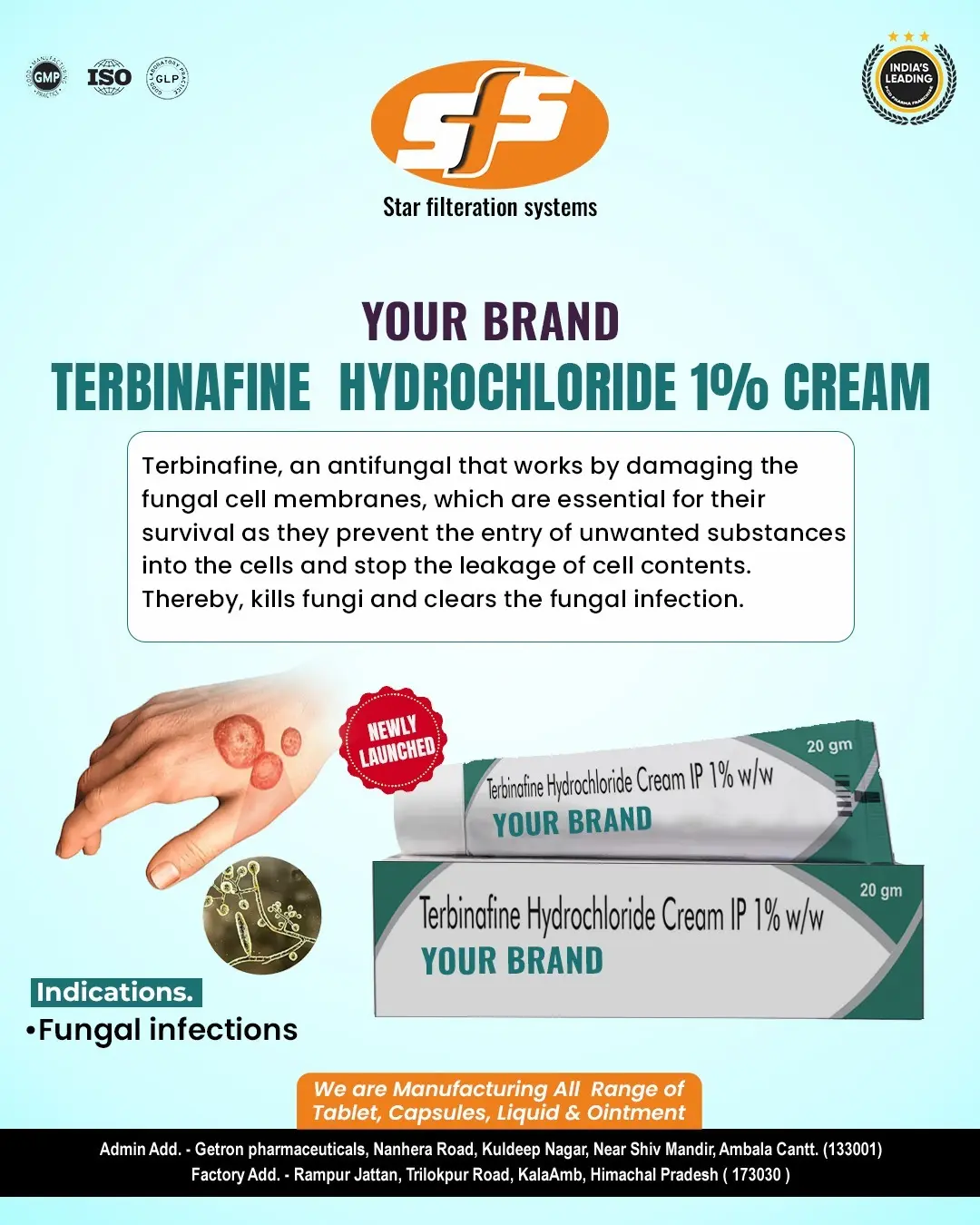  Terbinafine Hydrochloride 1% Cream