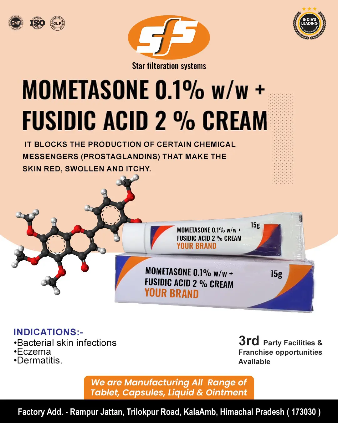 Mometasone 0.1% w/w + Fusidic Acid 2% Cream