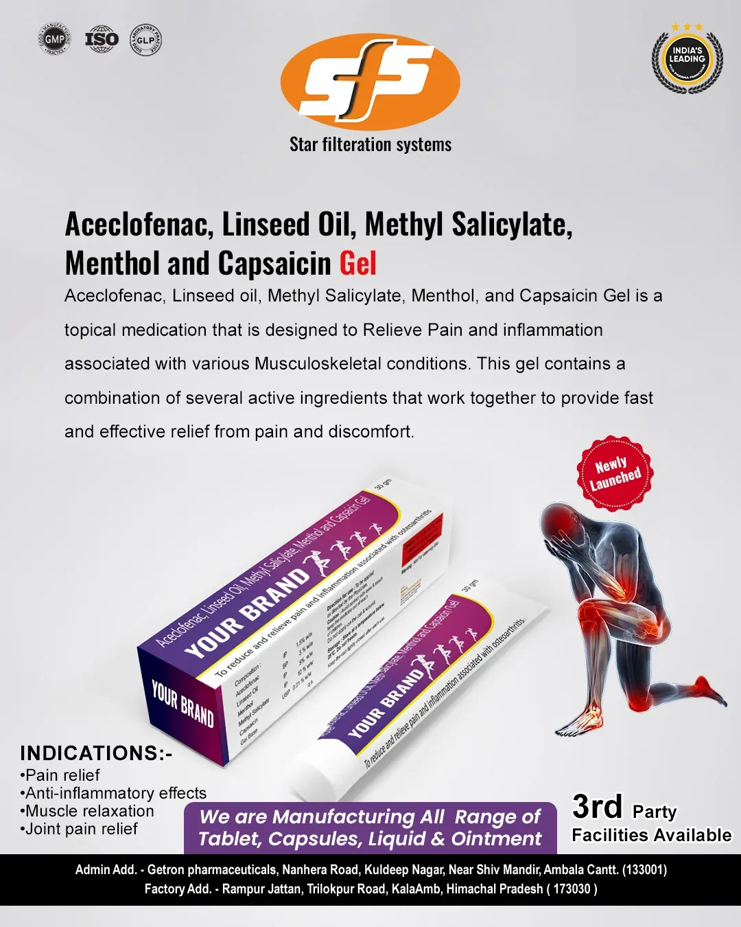 Acelofenac Linseed Oil, Methyl Salicylate, Menthol and Capsaicin Gel