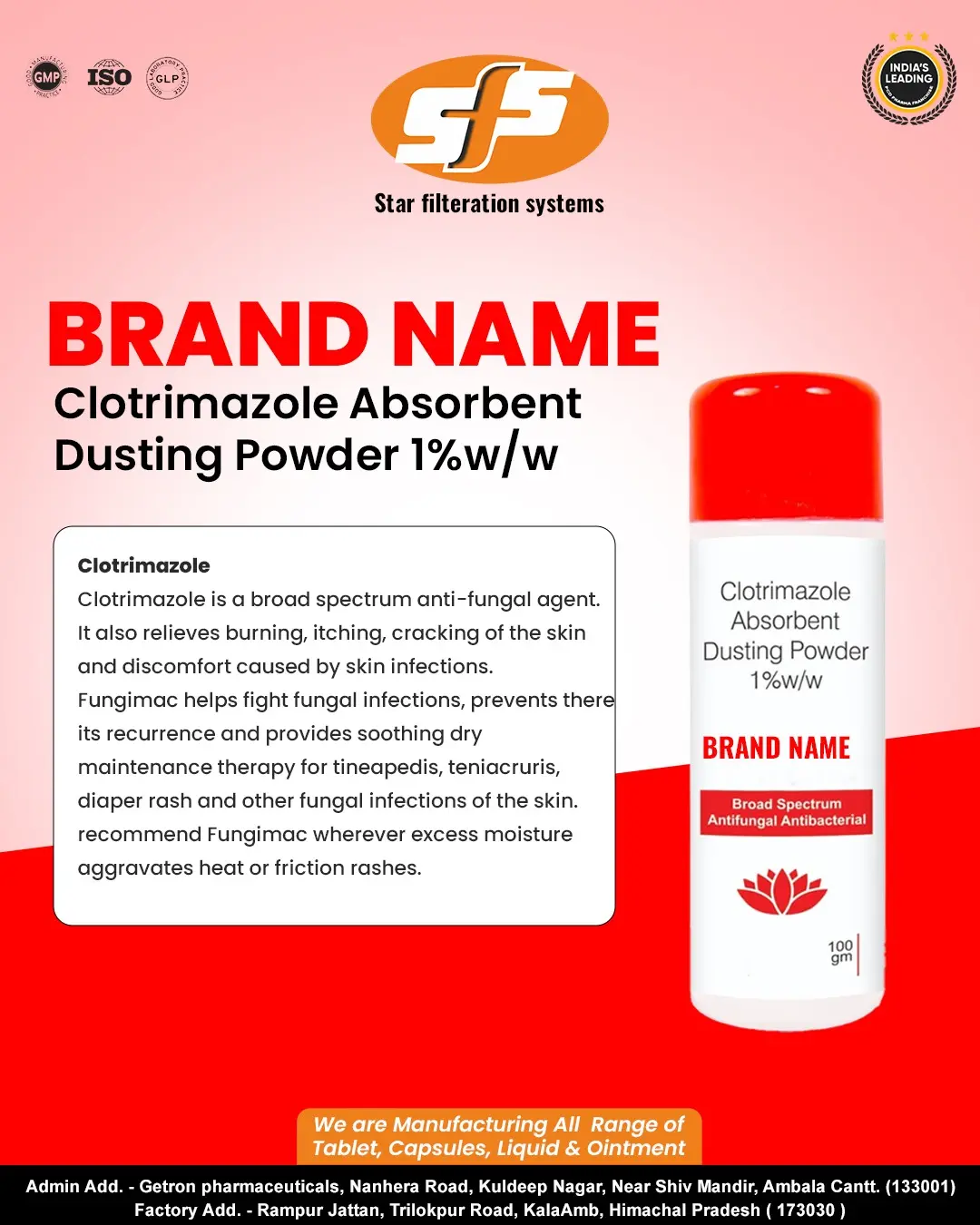 Clotrimazole Absorbent Dusting Powder 1% w/w 