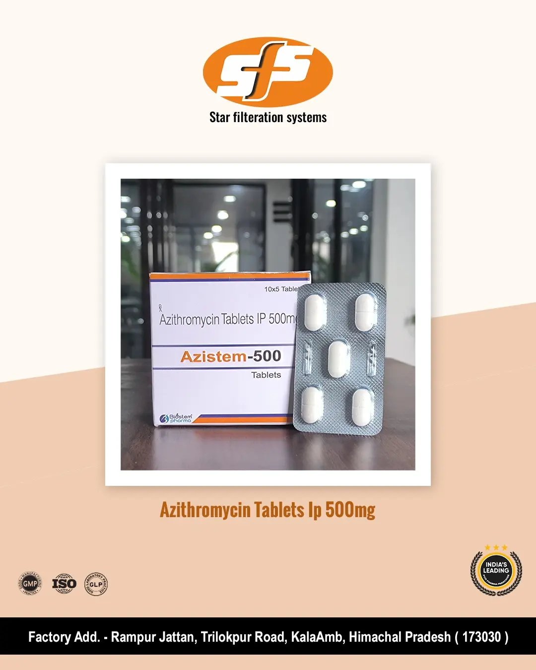 Azithromycin Tablets IP 500mg (10*5)