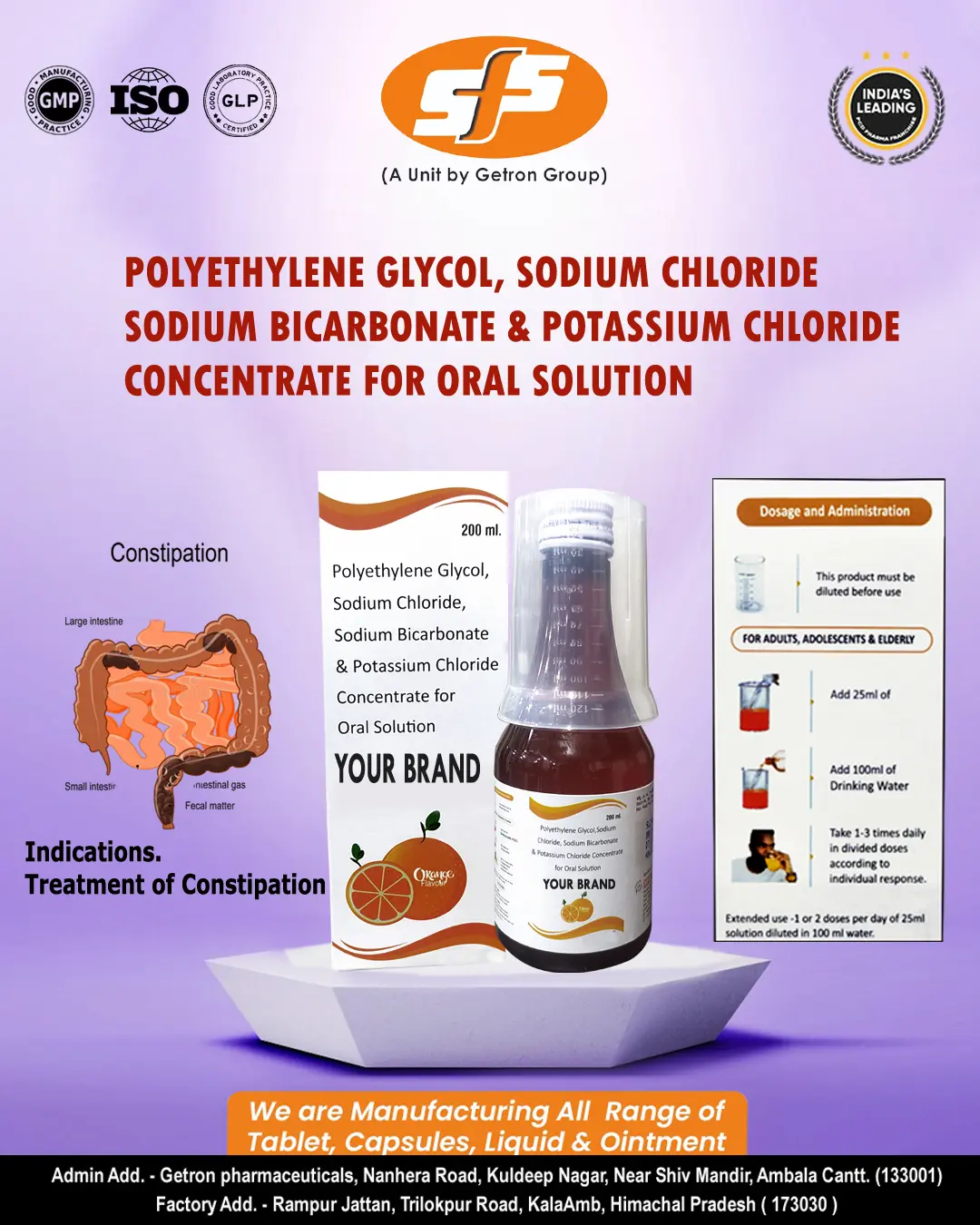  Polyethylene Glycol, Sodium Chloride Sodium Bicarbonate & Potassium Chloride Concentrate For Oral Solution